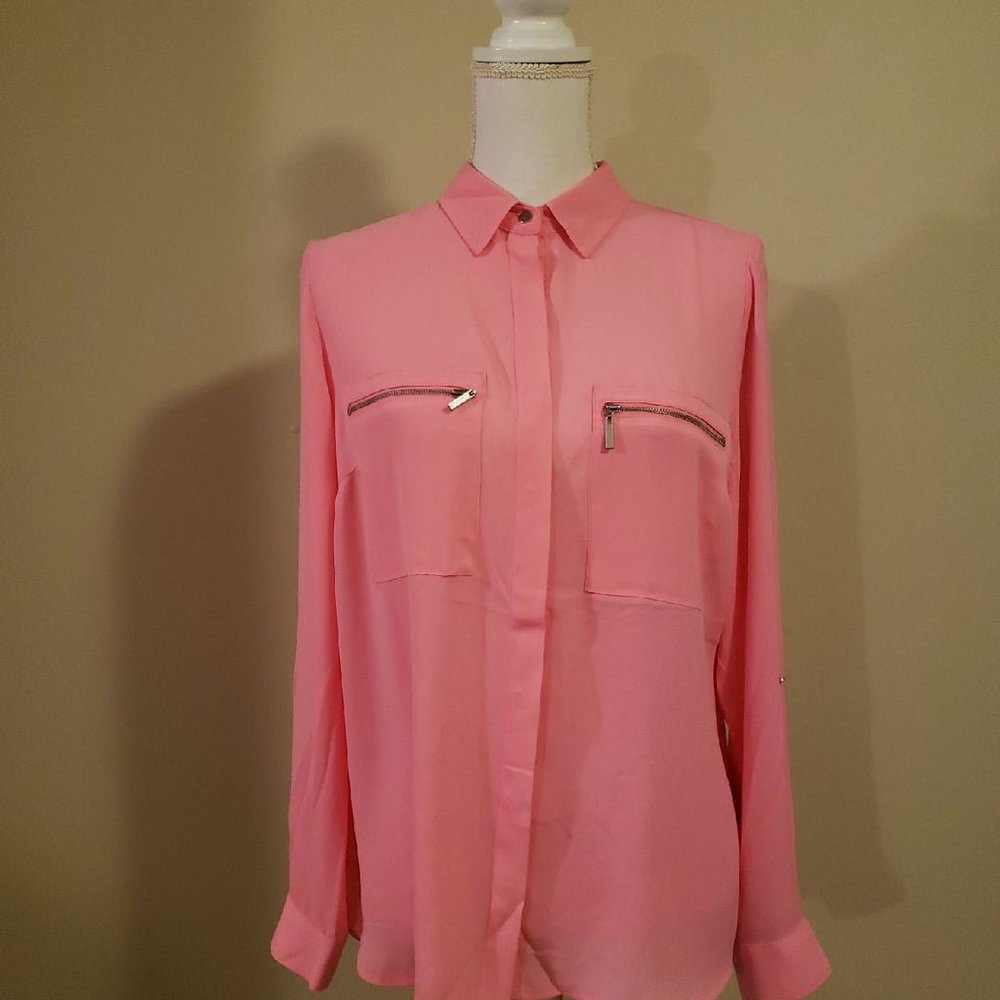 Hot Pink Button Up Blouse